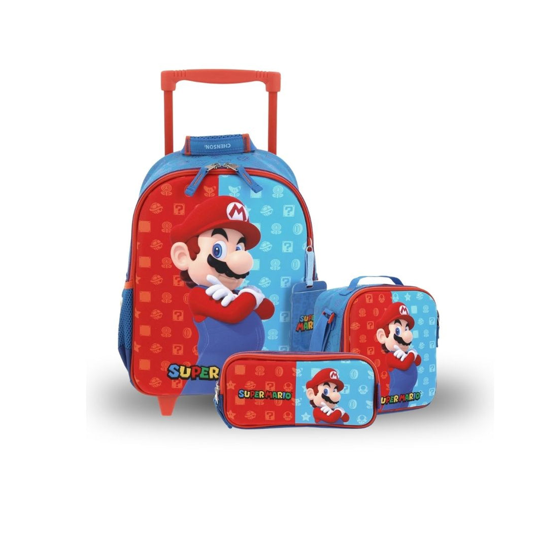 Kit Escolar Chenson Mario Bros: Mochila, Lonchera y Lapicera - MB66082-KB3